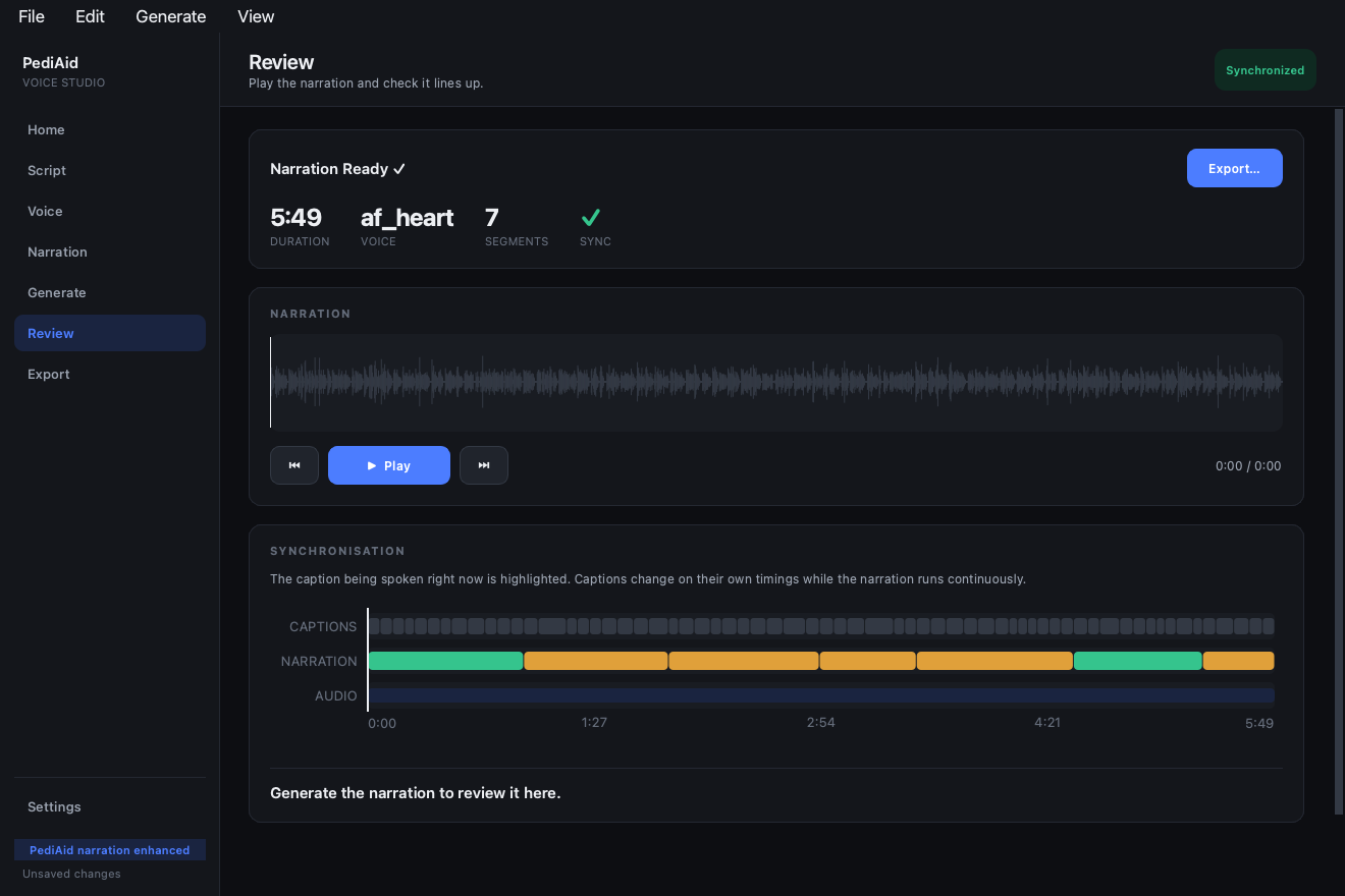 The preview screen with a waveform, playback controls and a timeline